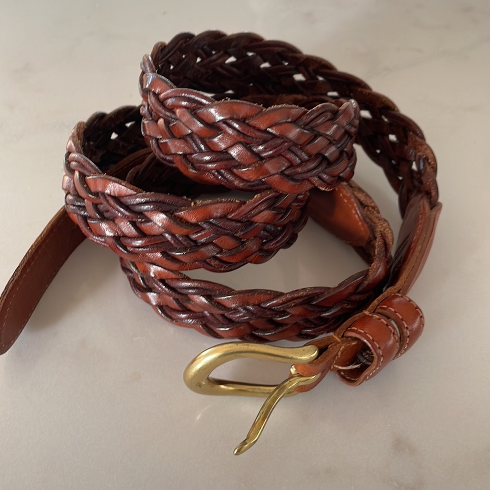 Coach Heritage British Tan Braided Belt with Brass Buckle Size 38
